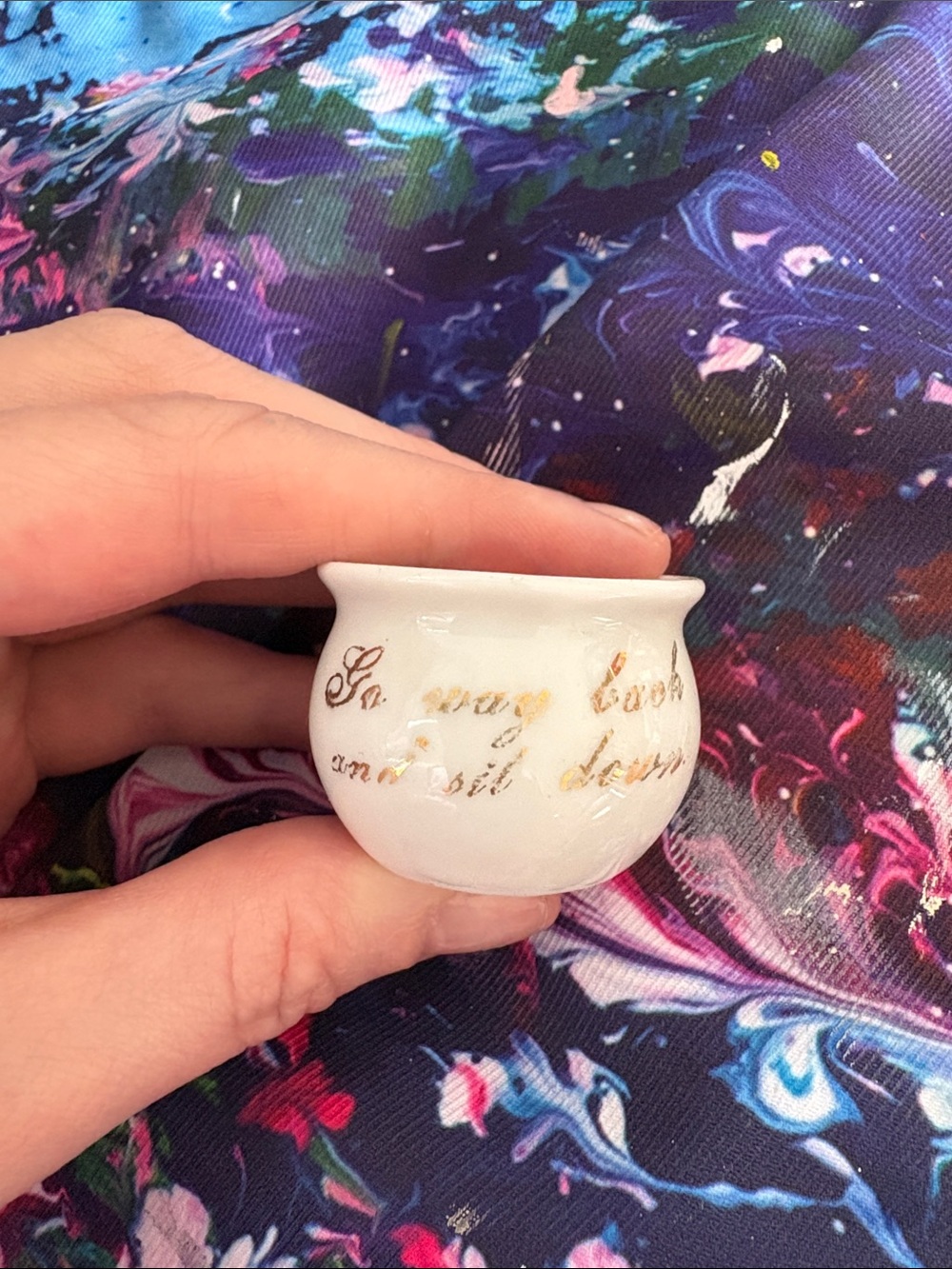 Vintage tiny White Porcelain goo goo eye chamber pot